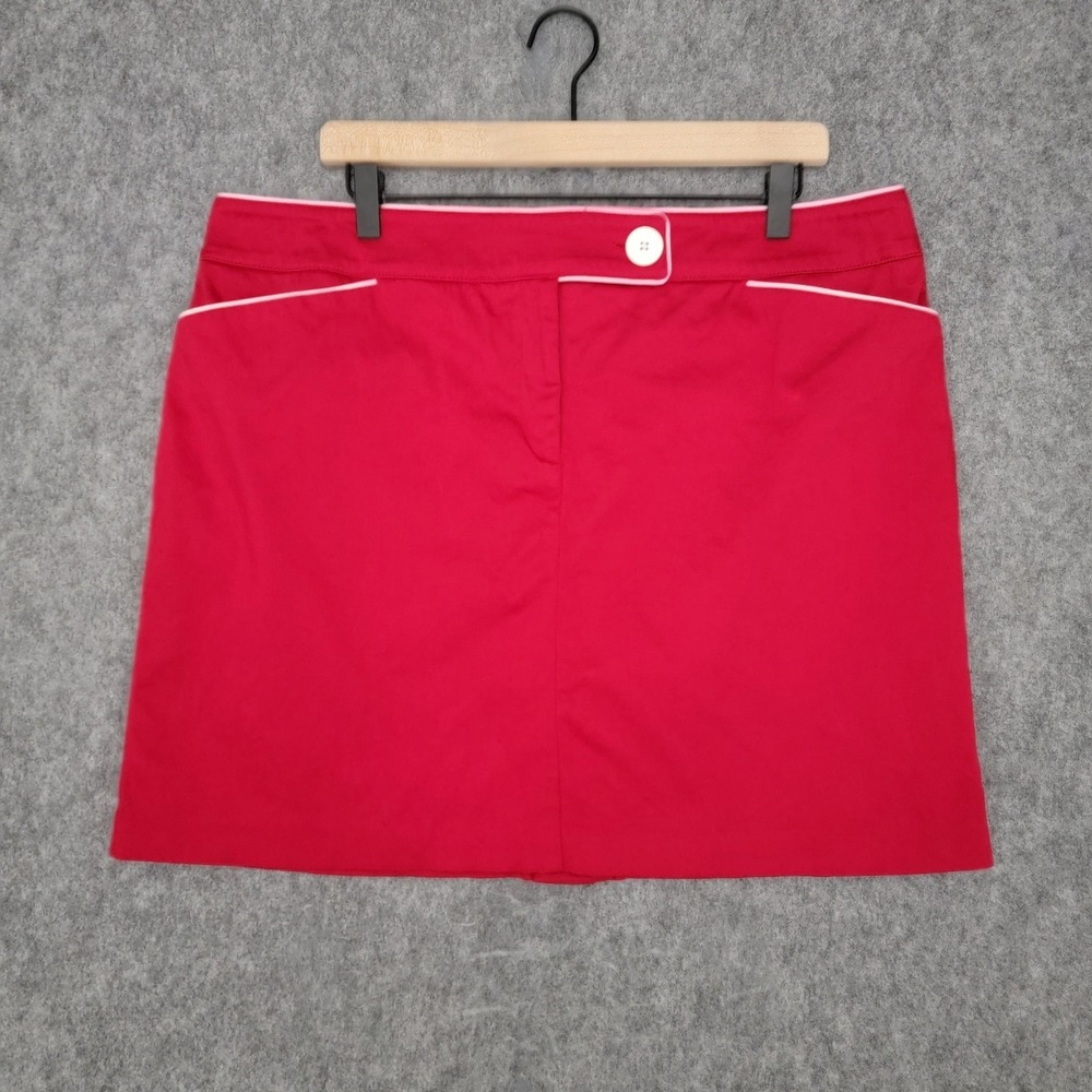 Tribal Skirt‎ Womens 16 Red Stretch Button Front Pockets Girlie Pink Piping Trim